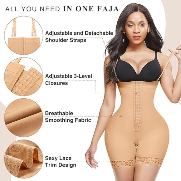 Lover-Beauty Fajas Colombianas Shapewear Tummy Control Butt Lifting Bodysuit 3XL - Picture 3 of 6